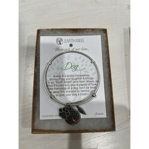 Charm Bracelet Paw Print Tree of Life‎ Wing Silver Tone Bangle Bracelet